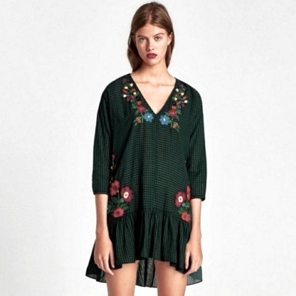 Zara Trafaluc Collection Embroidered Floral Dress - Picture 1 of 8